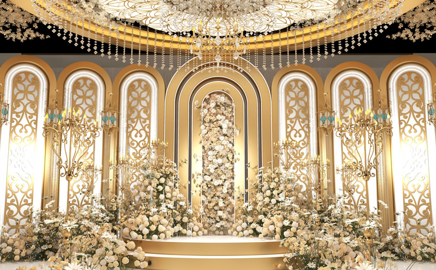 秀洲香槟色调婚礼堂效果展示